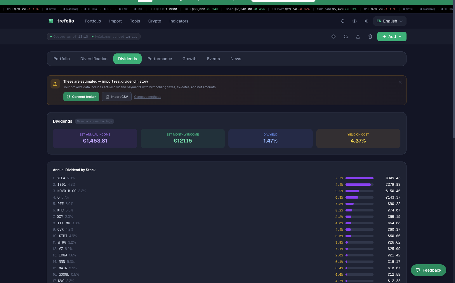 Track & Project Your Dividend Income